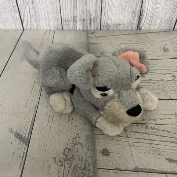 Walt Disney Lady & the Tramp Scamp Plush 9" Stuffed Animal Gray Dog Metal Tag - Picture 1 of 9